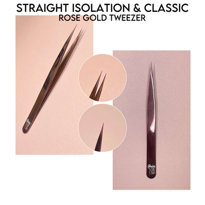 Straight Isolation & Classic Rose Gold Tweezer