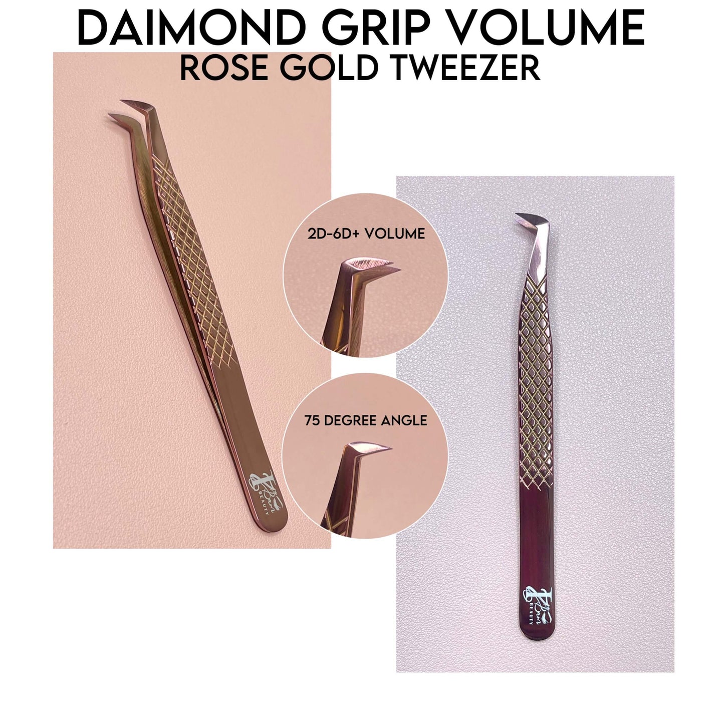 Daimond Grip Rose Gold Volume Tweezer